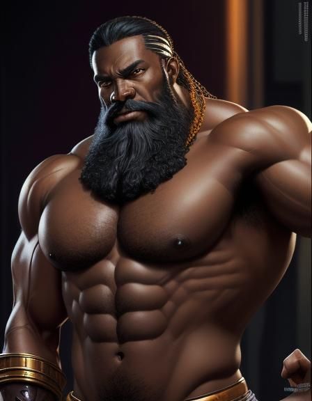Black skin ,Beard, daddy ,muscular muscle man,8k resolution ...