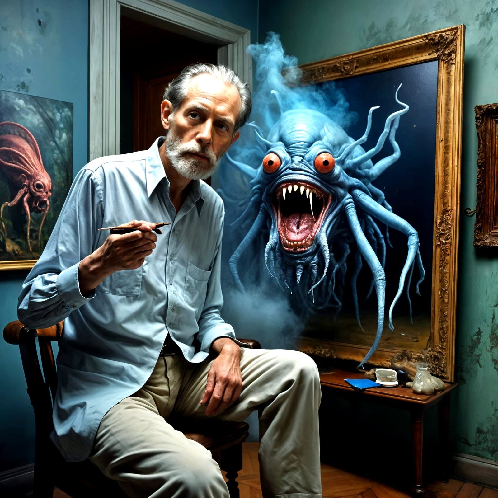 Surreal Portraits in Opulent Mansion: Magical Realism