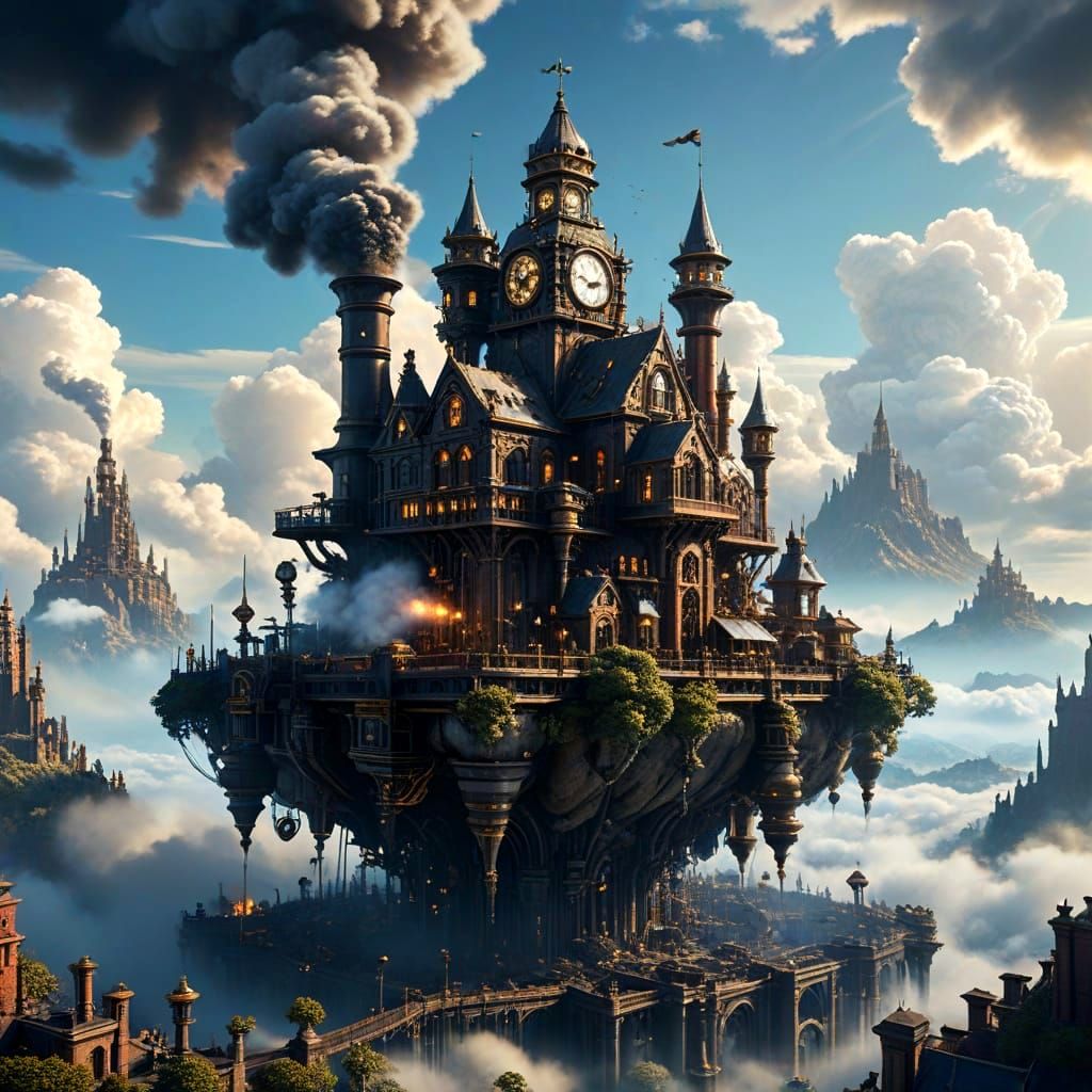 Steampunk City in the Sky: Clockwork Island