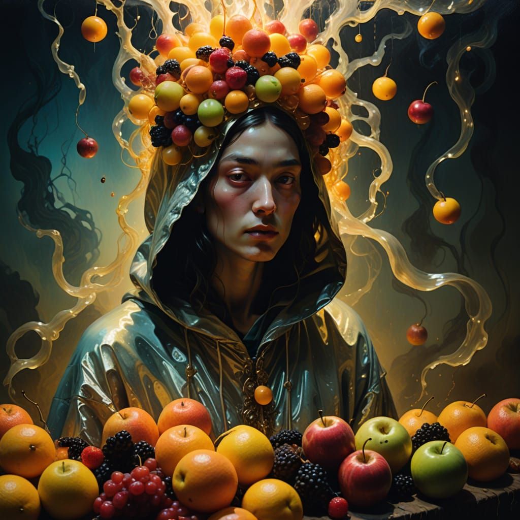 Ethereal Gluttony in Vibrant Surrealism