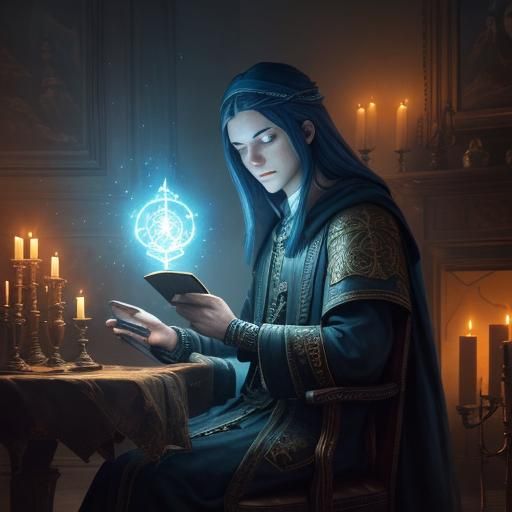 Nostradamus in Mysterious Room with Candles