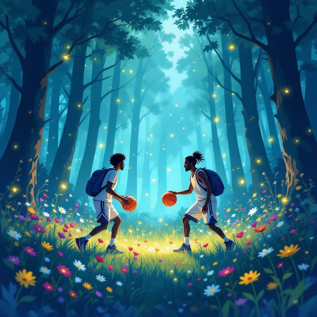 Magical Basketball Game in Mystical Forest