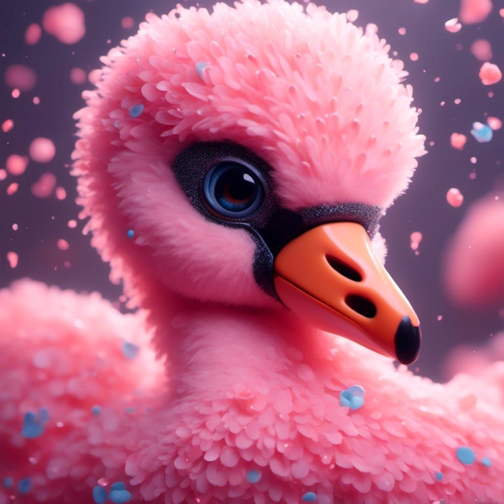 Cute Pastel Flamingo with Big Eyes