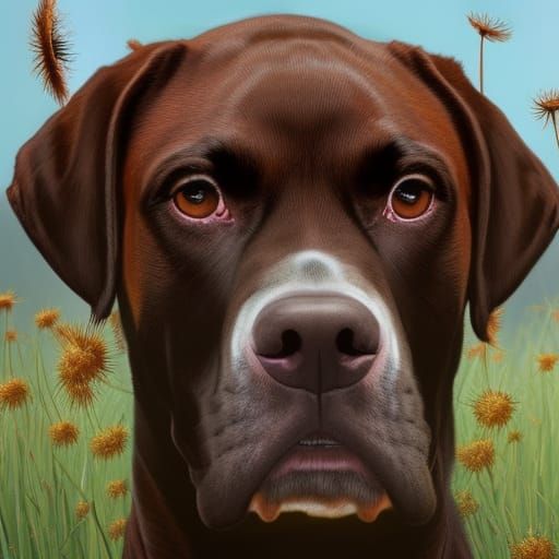 Chocolate Lab Portrait in Hyperdetailed Style