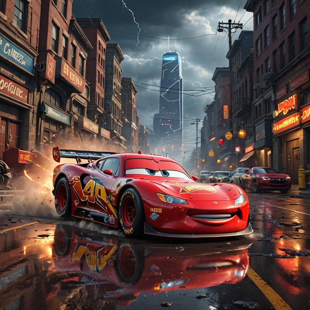 Lightning McQueen Racecar in Detailed Matte Painting