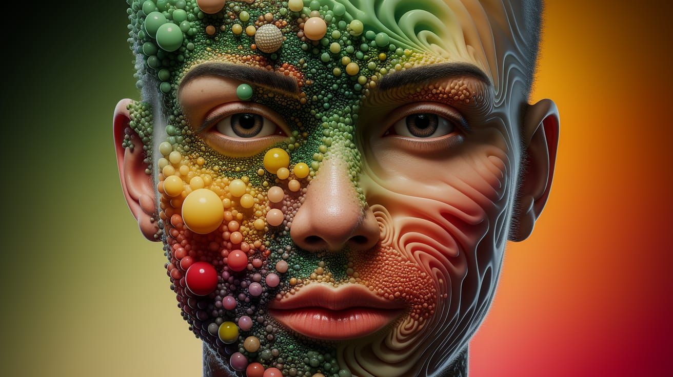 Ethereal 3D Portrait in Vibrant Organic Patterns