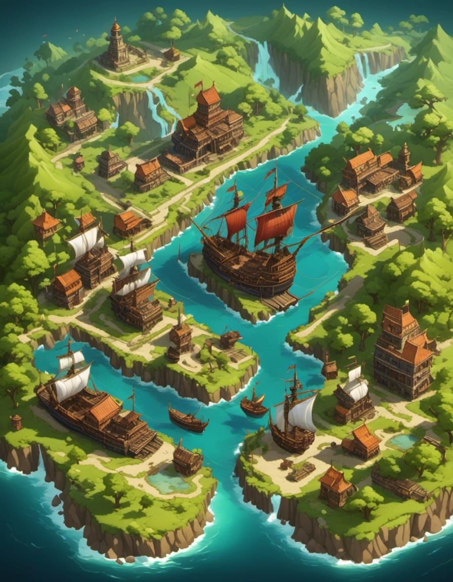 Top-Down Ship Battlemap in Detailed Matte Painting Style