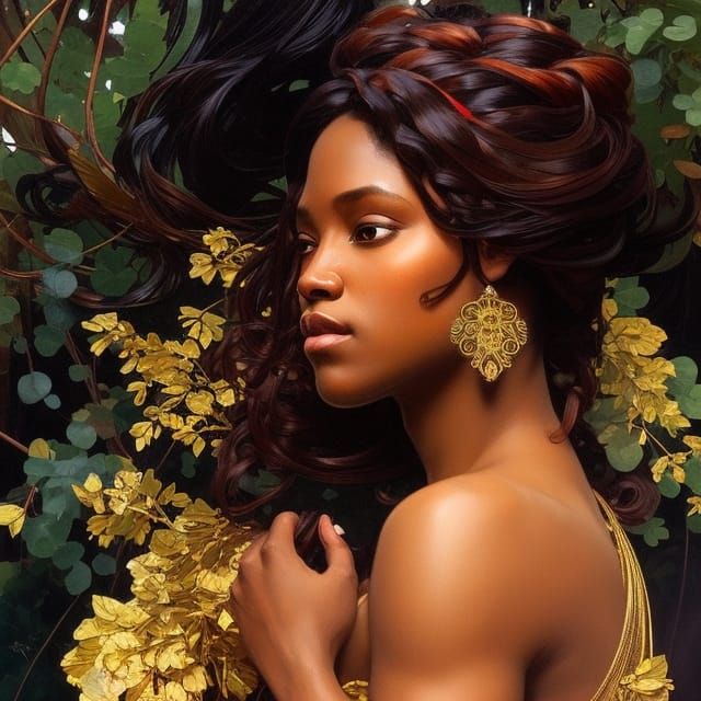 Beautiful Hazel-Haired Black Female: Detailed Artstation Sty...