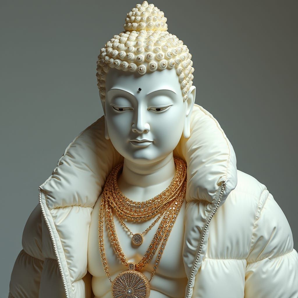 Confident Buddha in Modern Luxury Attire