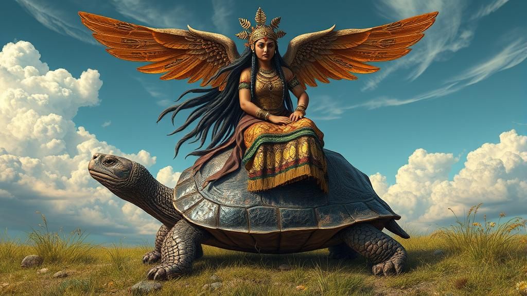 Atahensic: Iroquois Sky Goddess on Turtle's Back