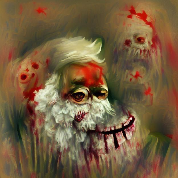 Horror Portrait of Zombie Santa Claus