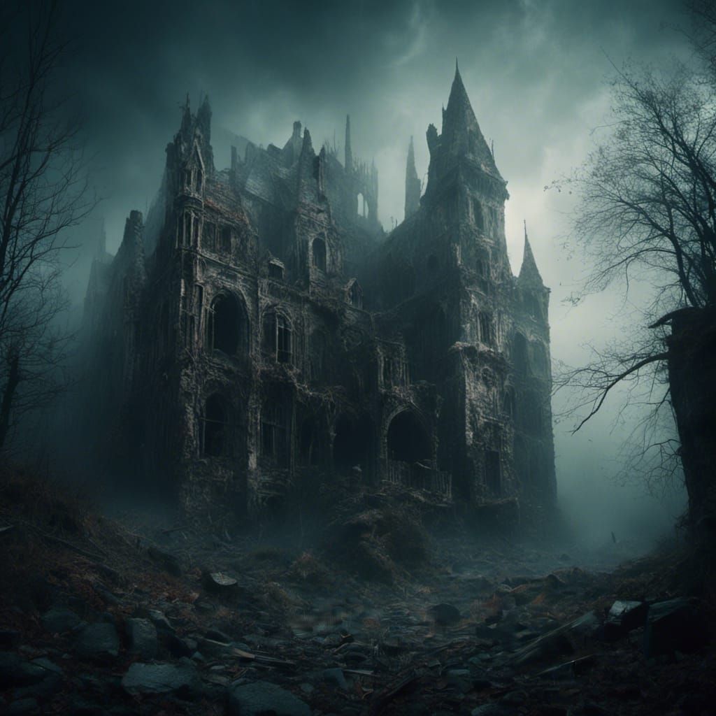 Macabre Castle in Mist: Digital Matte Painting