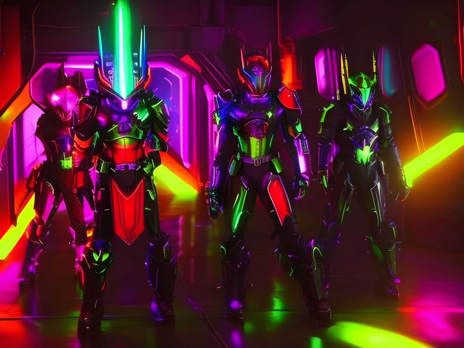 Cyberpunk Knight in Neon Armor