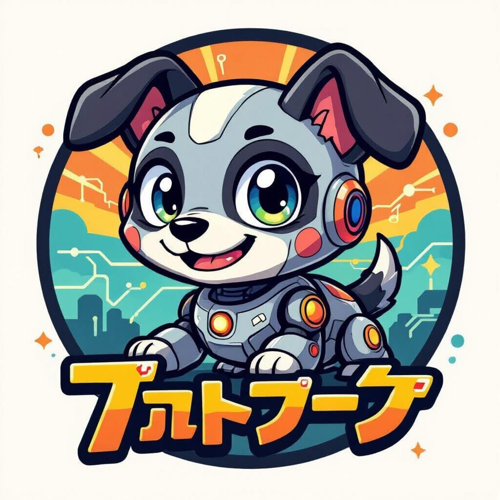 Robotic Dog Mascot Logo in Anime Style