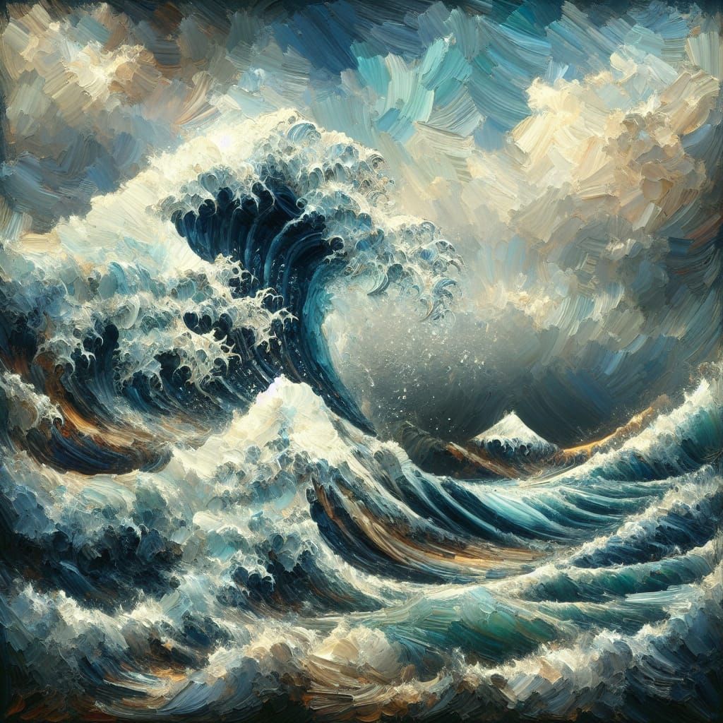 Crashing Waves: An Impressionist Impasto Masterpiece