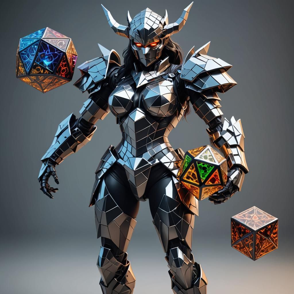 Abstract Cube Knight of Magic D20