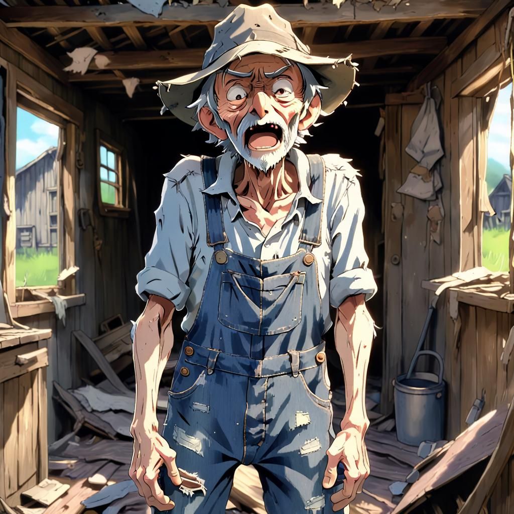 Insane Appalachian Man in Anime Style