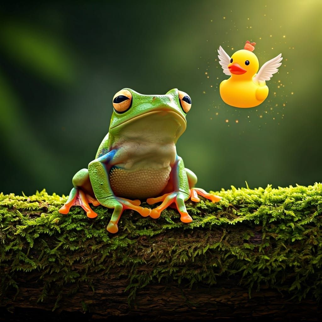 Shocked Frog and Floating Surprise, Macro Photography