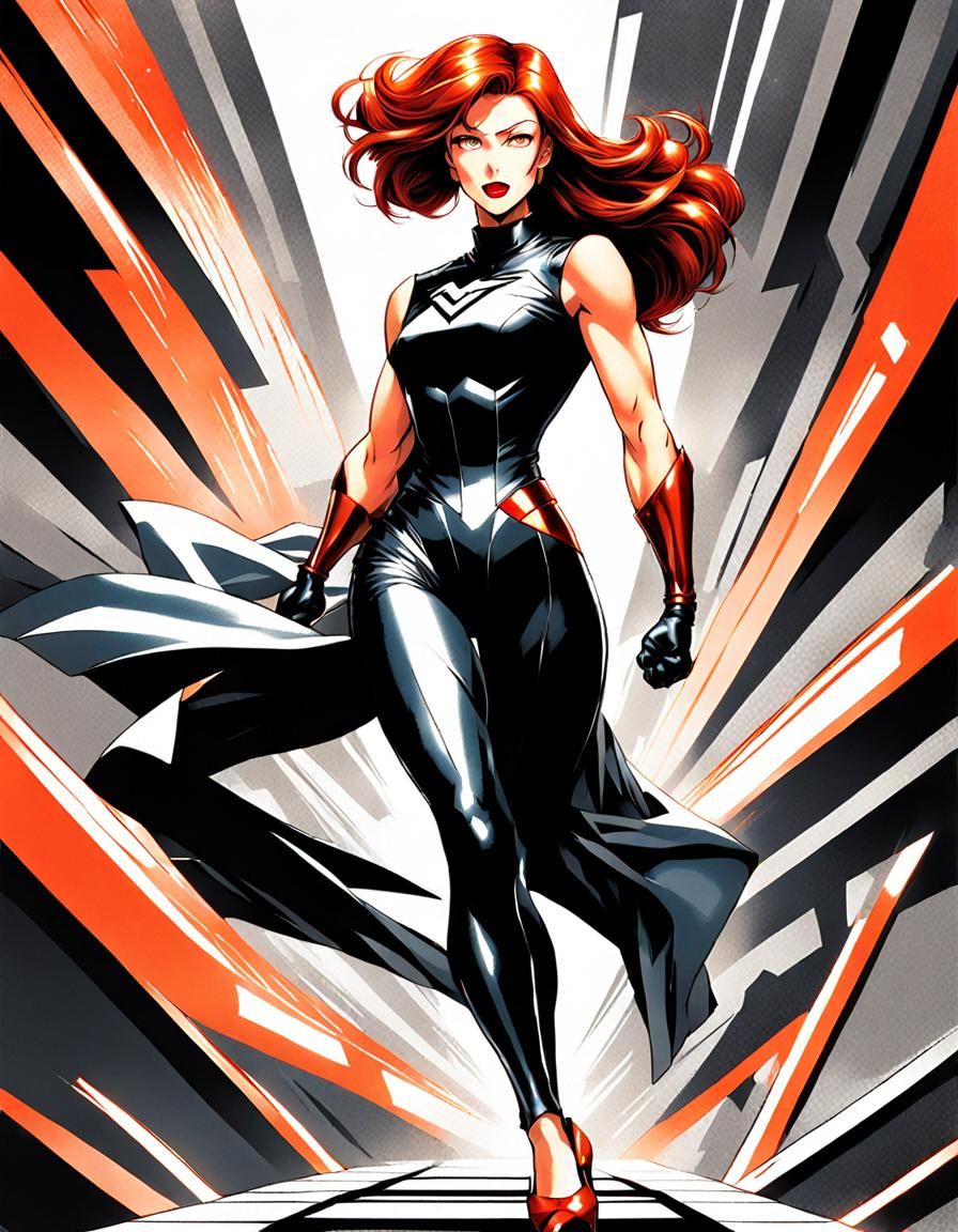 Manga Style Copper Cougar Superheroine Pinup