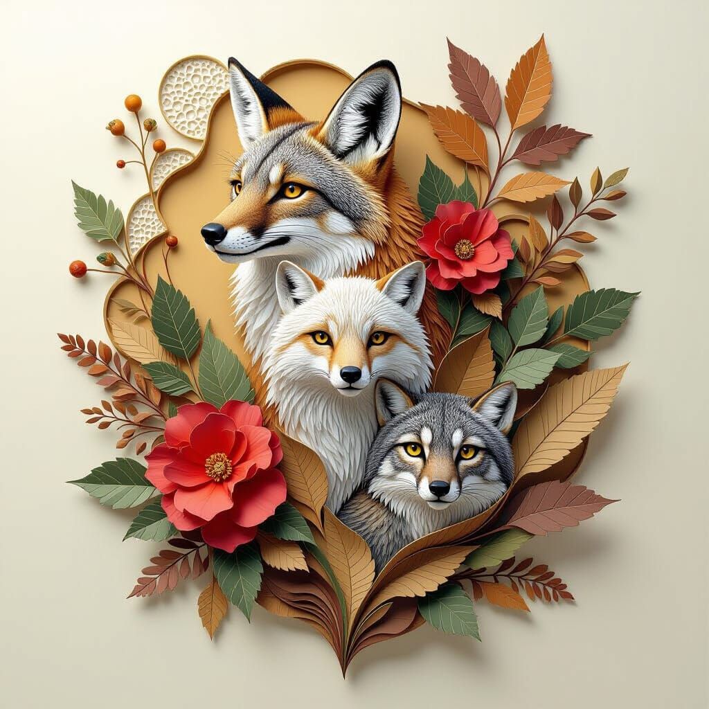 Wild Animals as Textured Collages in 3D Style