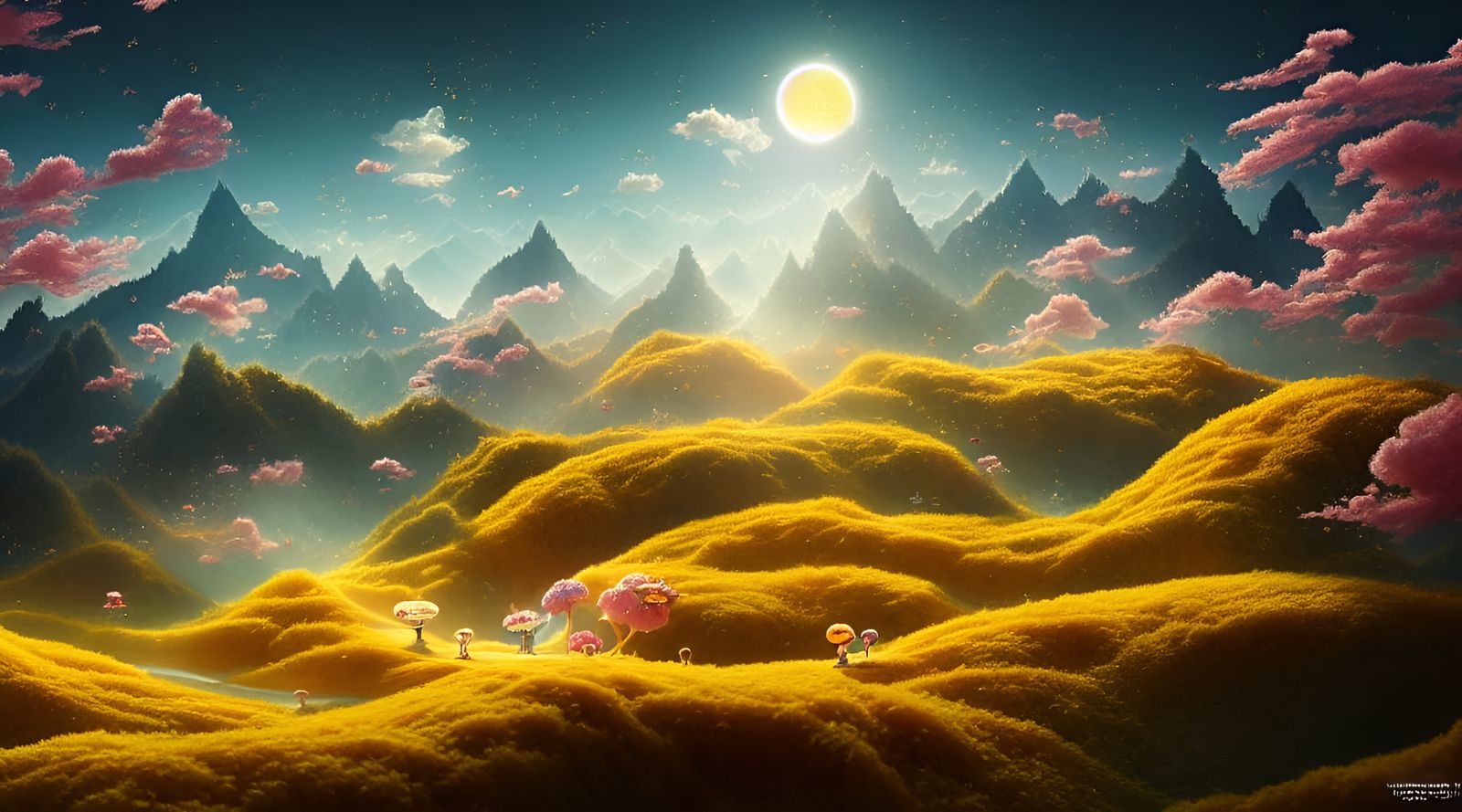 Sweet Honeypunk World Landscape in Concept Art Style