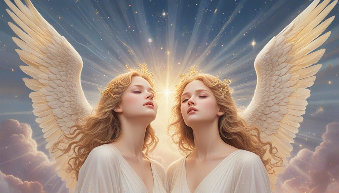 Angels Descend from Heaven in Ethereal Digital Art