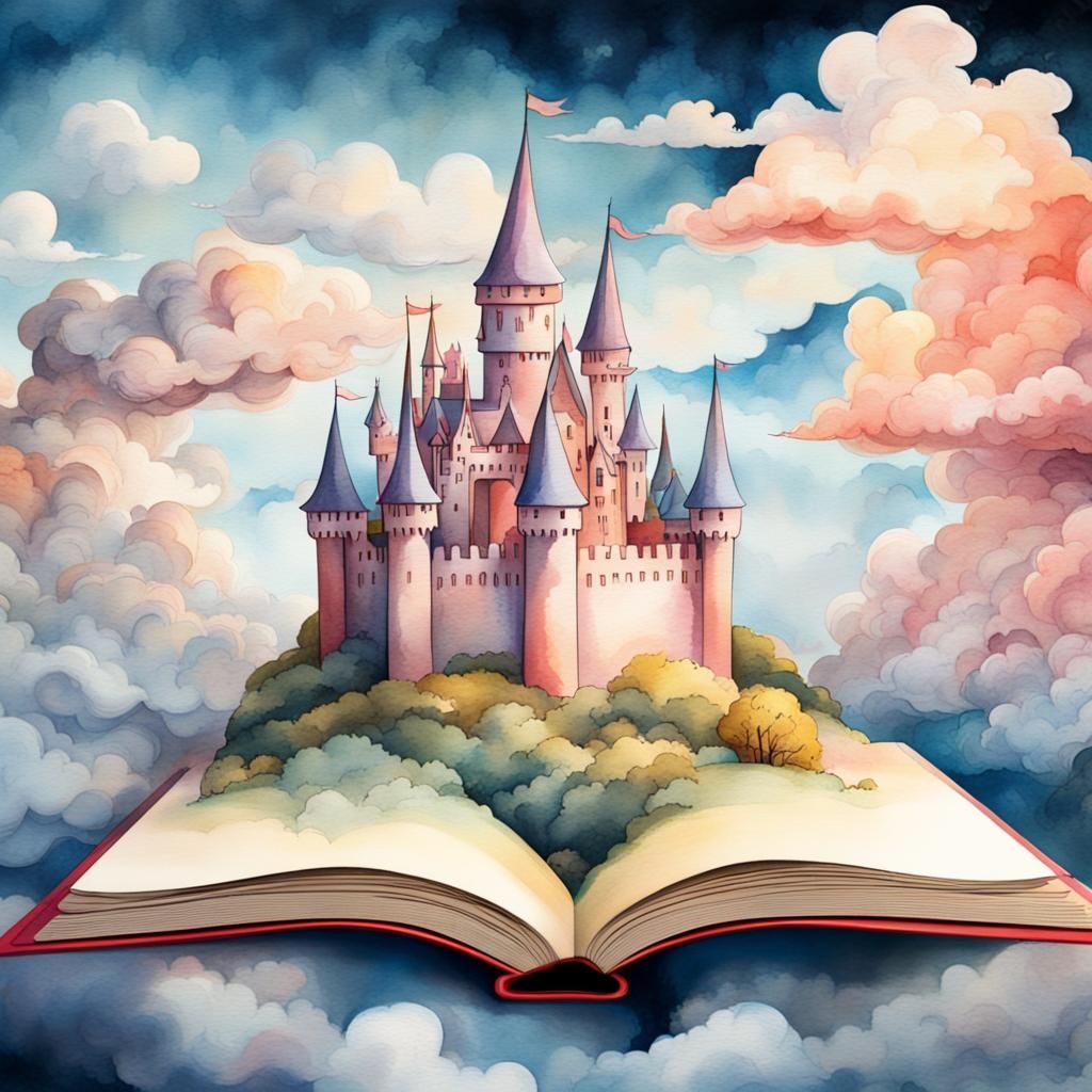 Princess Castle Pop-Up Book in Watercolor Surrealism