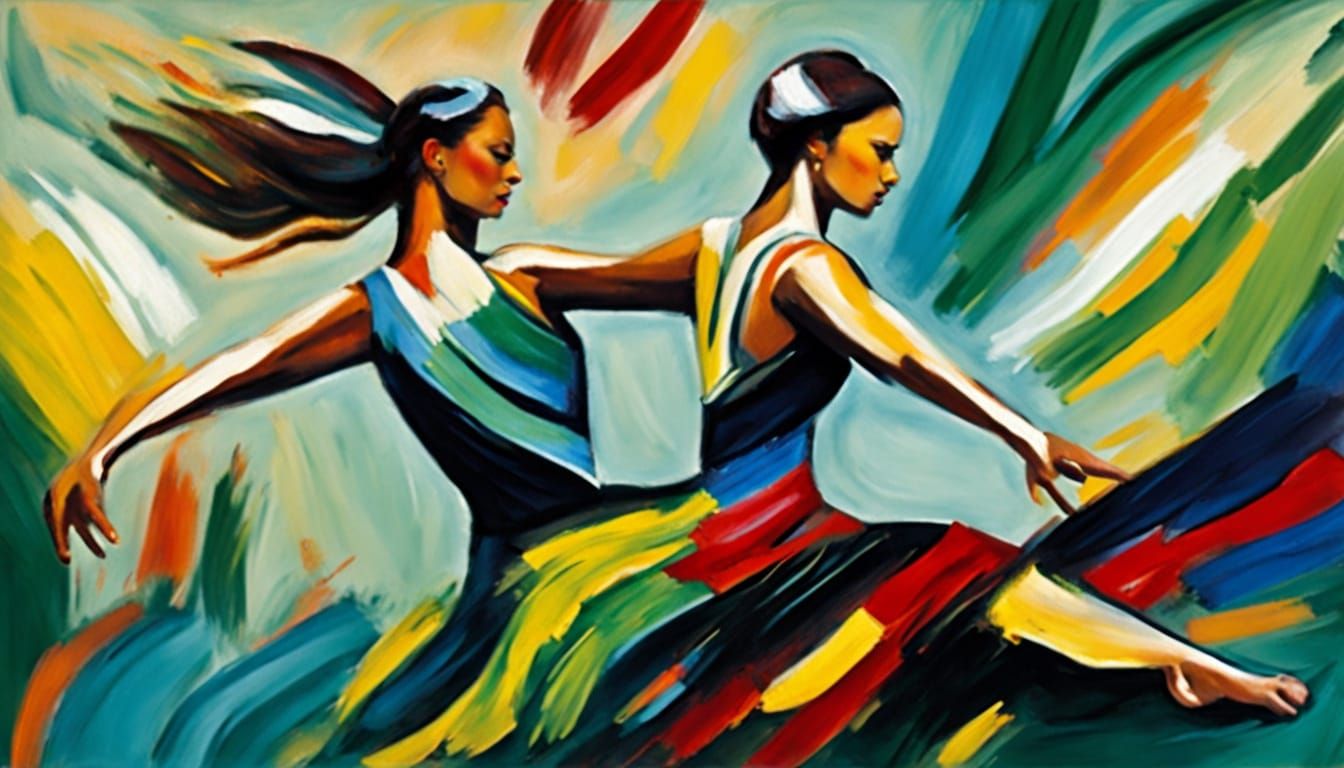 Neo-Impressionist Dancer in Vibrant, Expressive Oil Painting