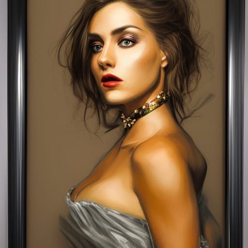 Woman in Tuxedo with Golden Accents