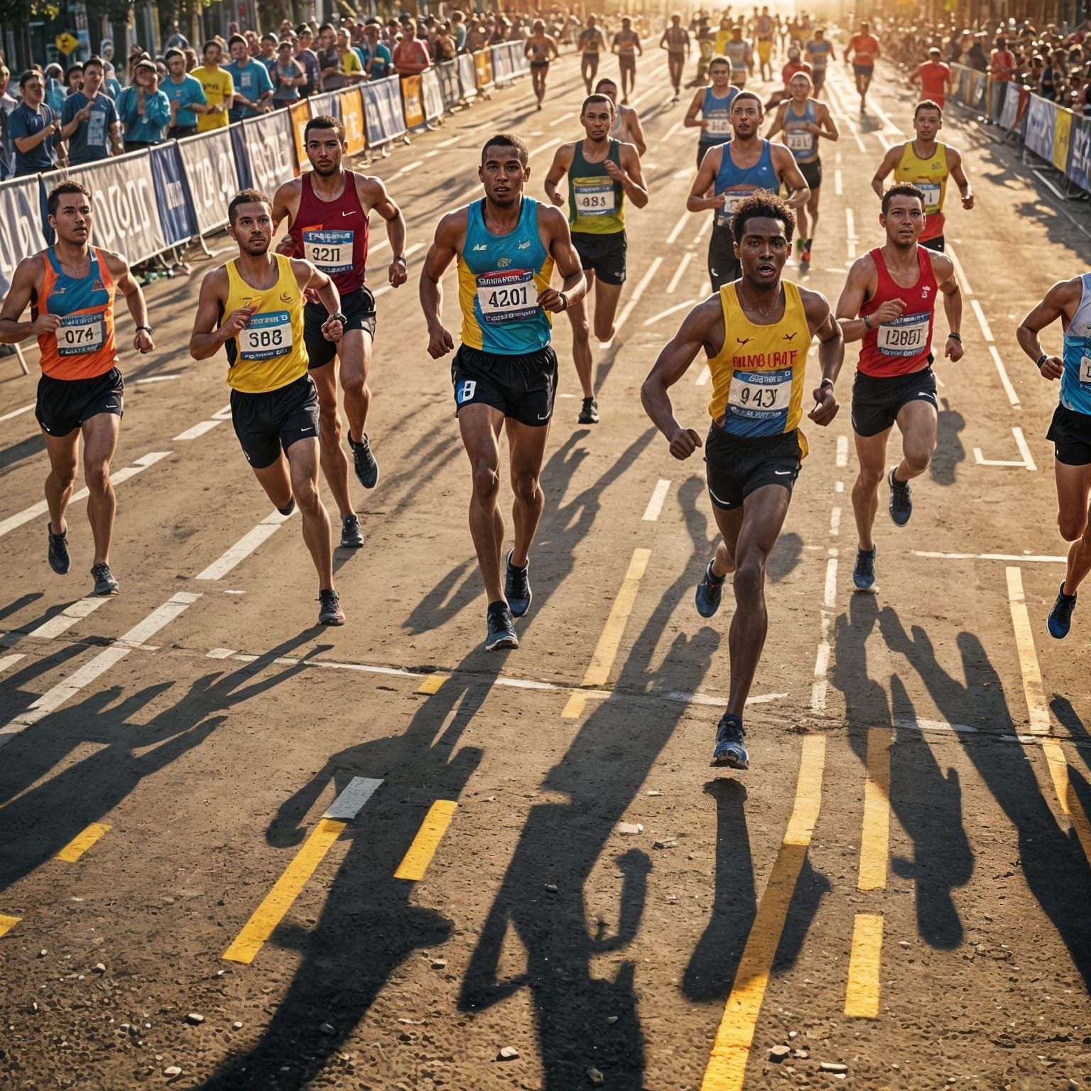 Runners at Finish Line in Modern Style