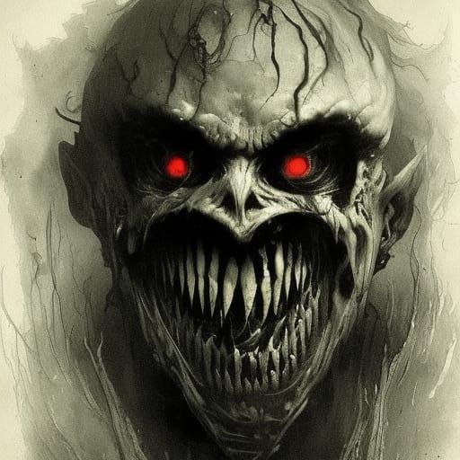 Tormented Psychopath with Scary Smile in Horror Style