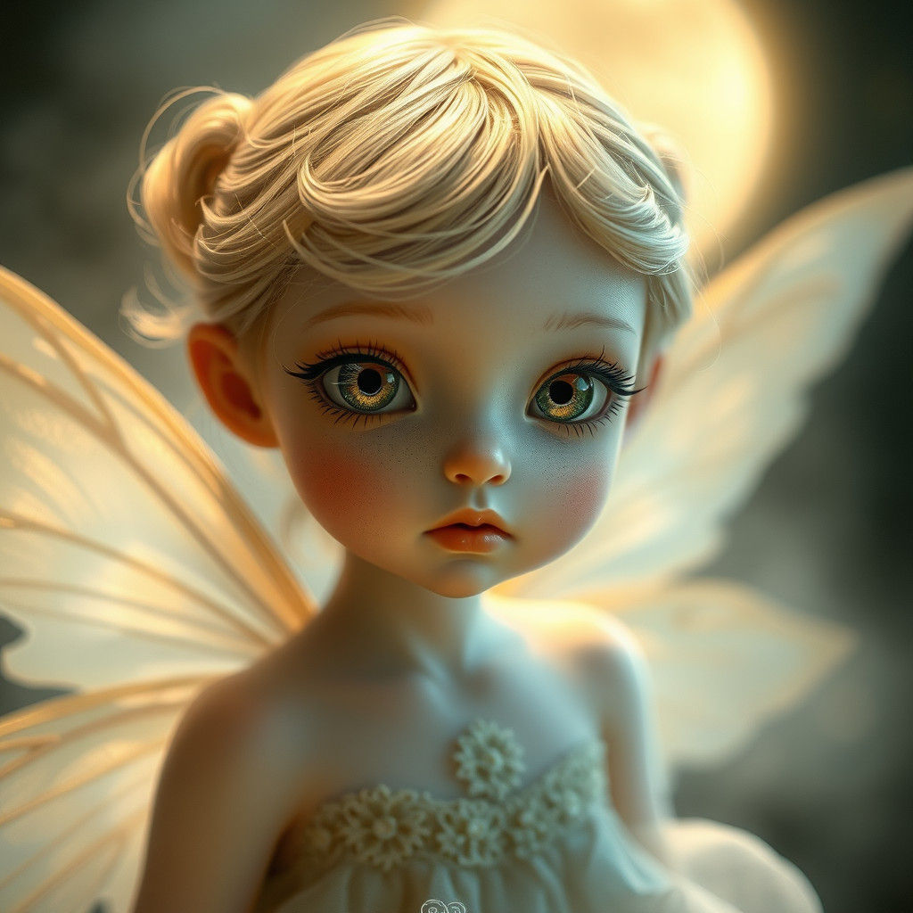 Enchanting Fairy with Shimmering Eyes in Dreamlike Setting
