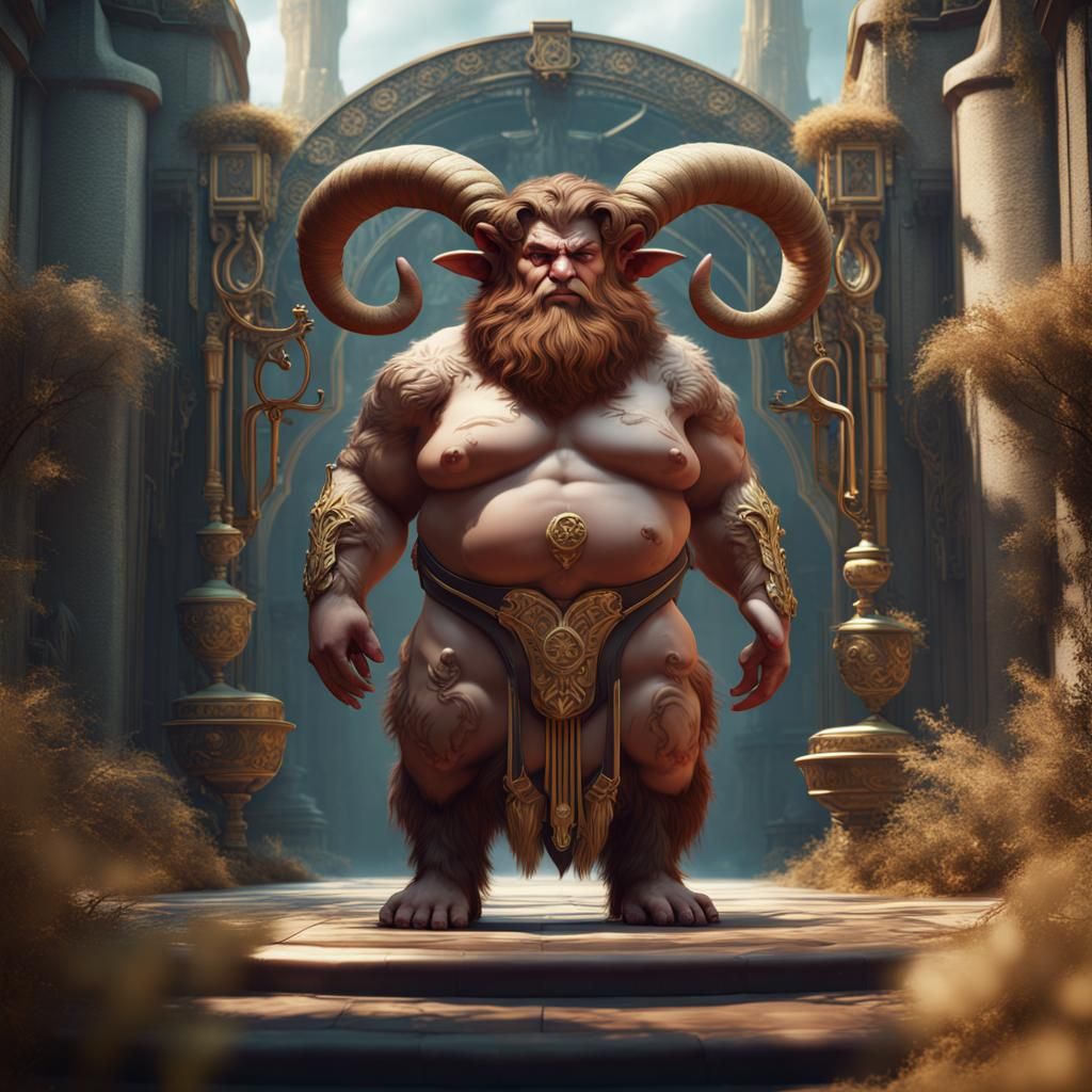 Chubby Satyr Druid in Art Deco Style