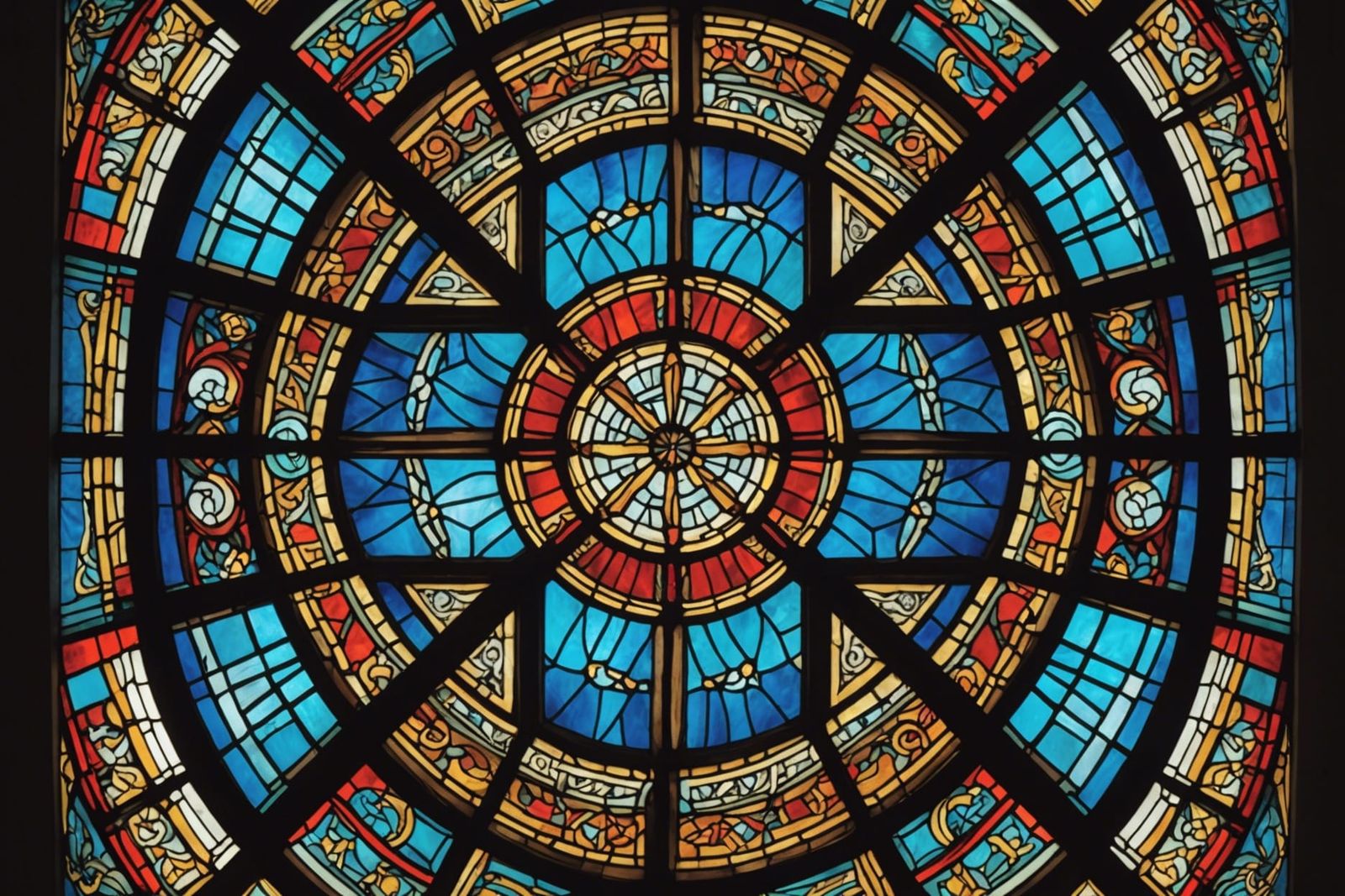 Glowing Stained Glass with Geometric Patterns