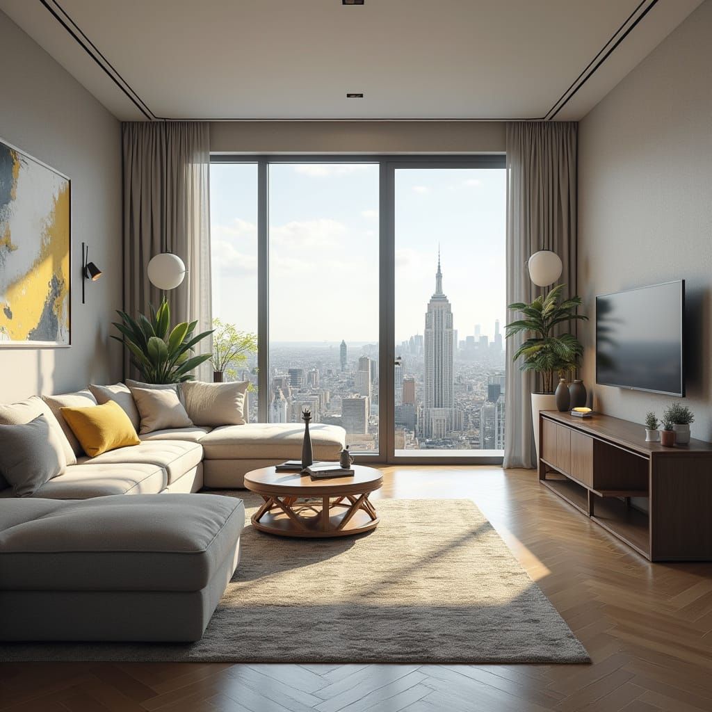 Modern Woman Lost in Thought in a Bustling Cityscape