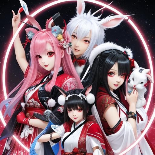 Crimson Trickster with Yuki Onna and Rabbit