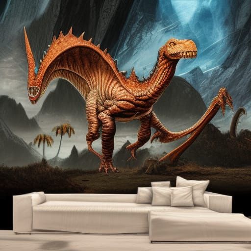 Fantastical Dinosaur in Detailed Matte Painting