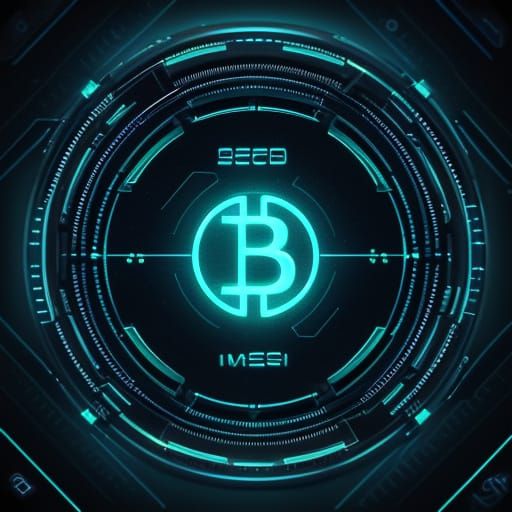 Bitcoin Symbol on Screen in Neon Glow Style