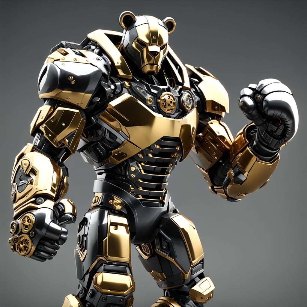 Futuristic Bear Mecha Robot in Sci-Fi Setting