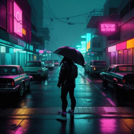 Neon Noir Killer in Vice City 80s Miami