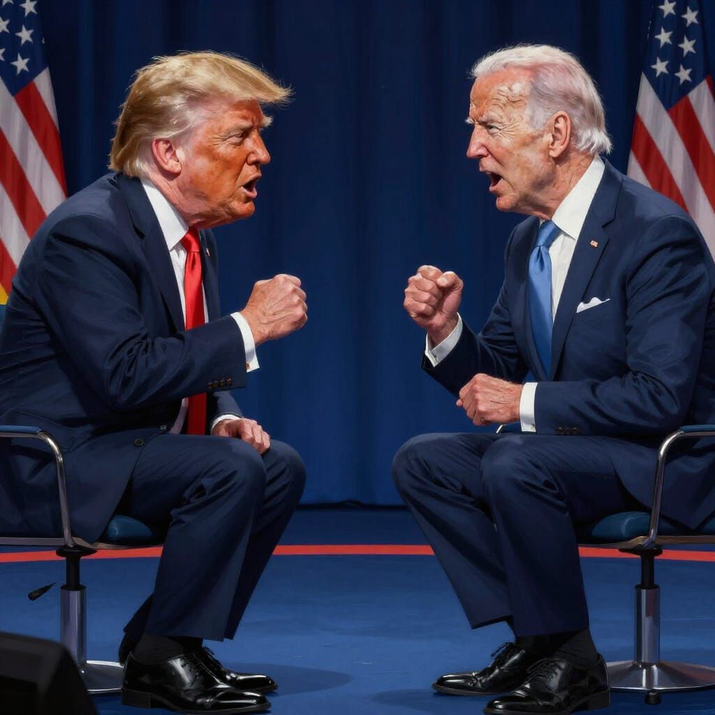 Trump and Biden in Dramatic Debate Digital Painting