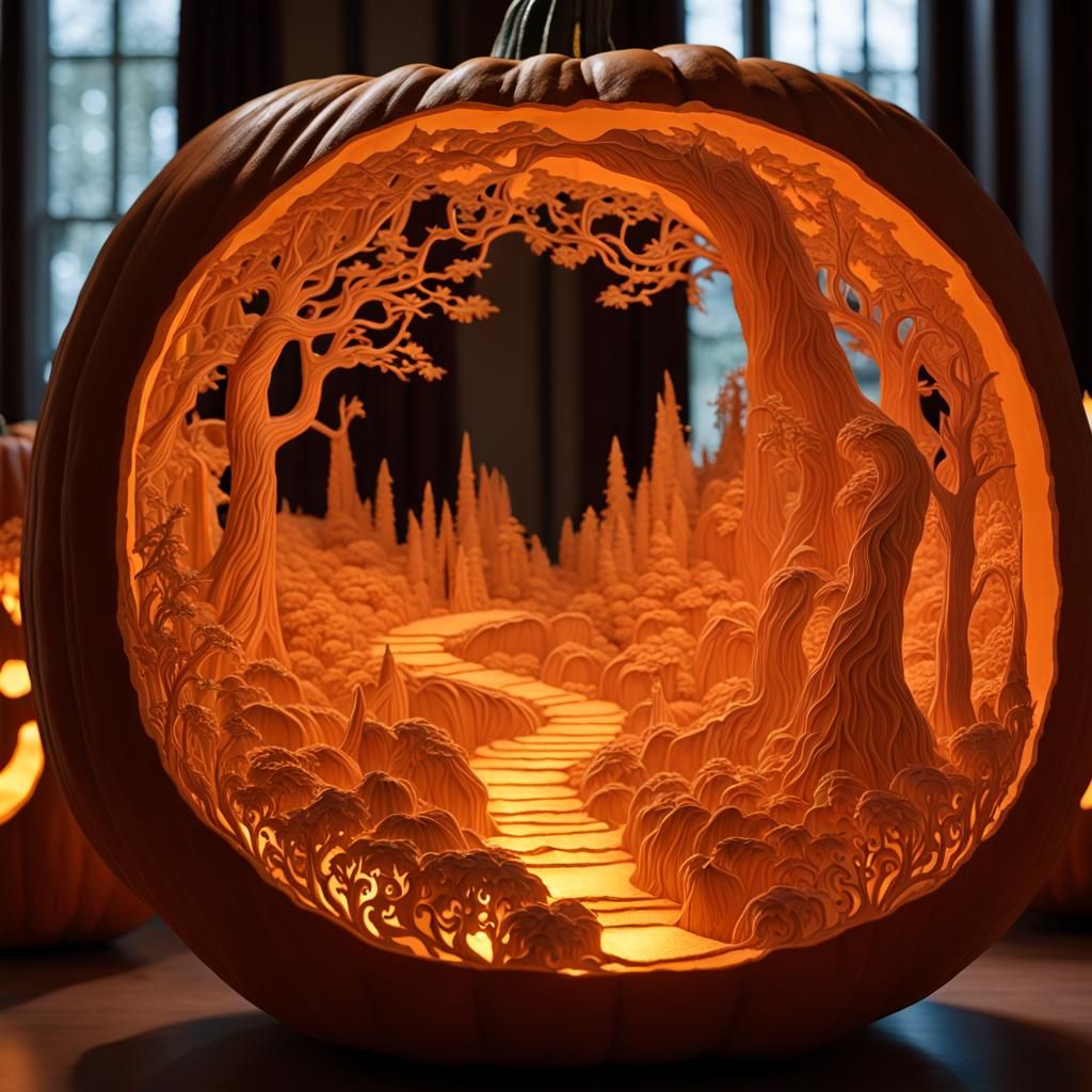 Lord of the Rings Hellscape Carved in Pumpkin