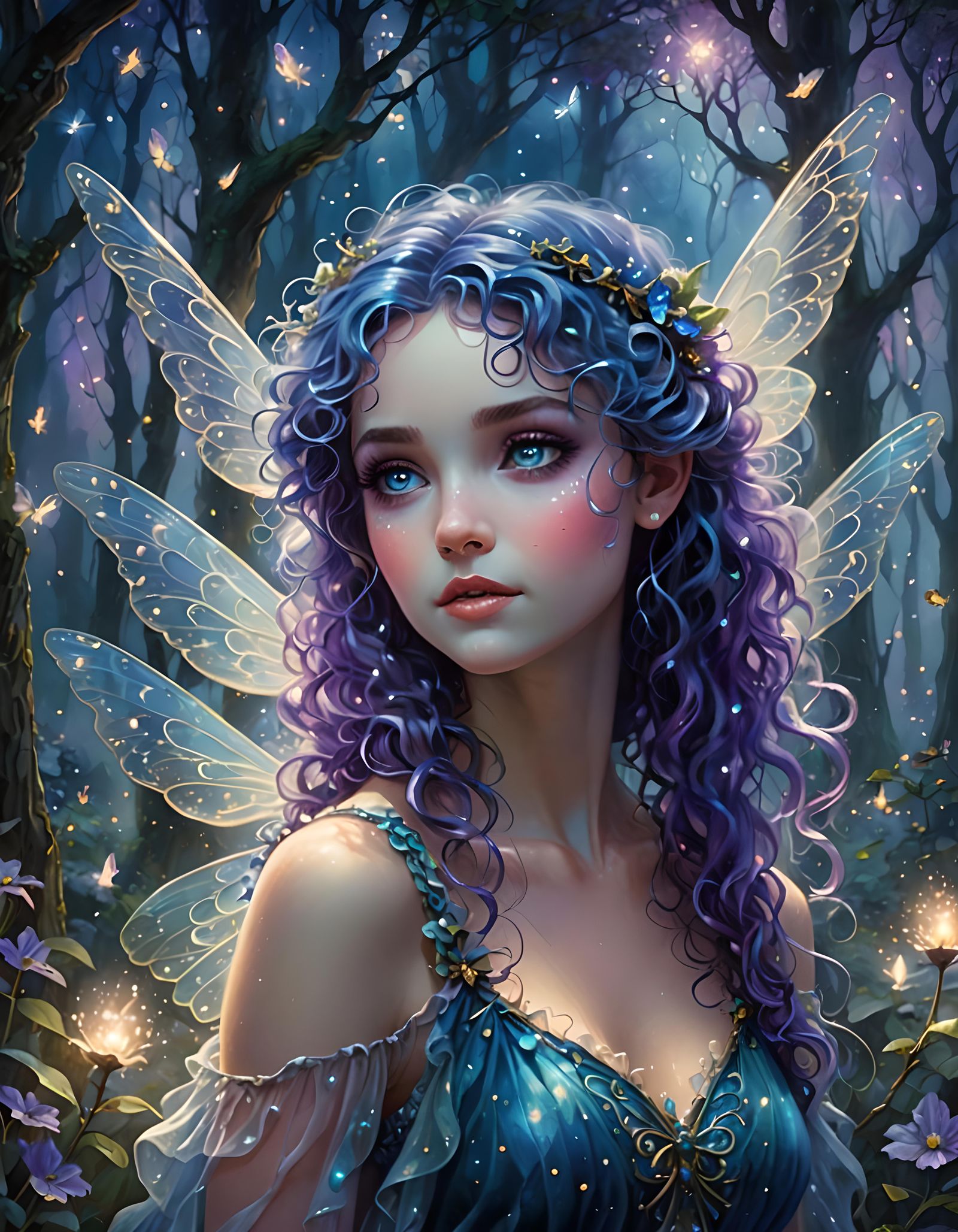 Crystal Winged Fairy in Ethereal Forest