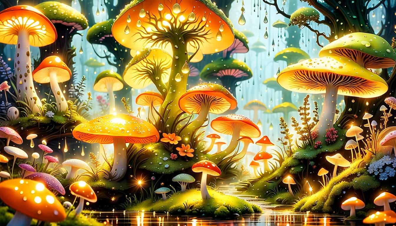 Whimsical Village Shimmers with Glittering Rain