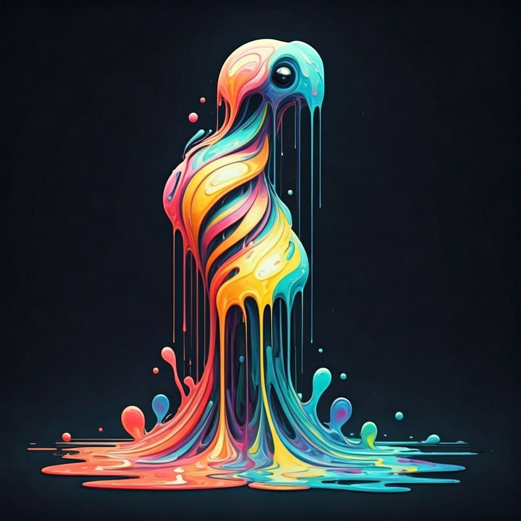 Iridescent Rainbow Creature in Dynamic, Abstract Art
