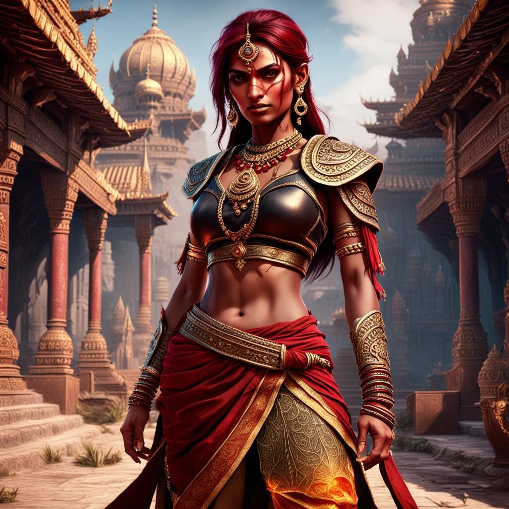 Powerful Villainess in Ruby Kingdom Fantasy Art