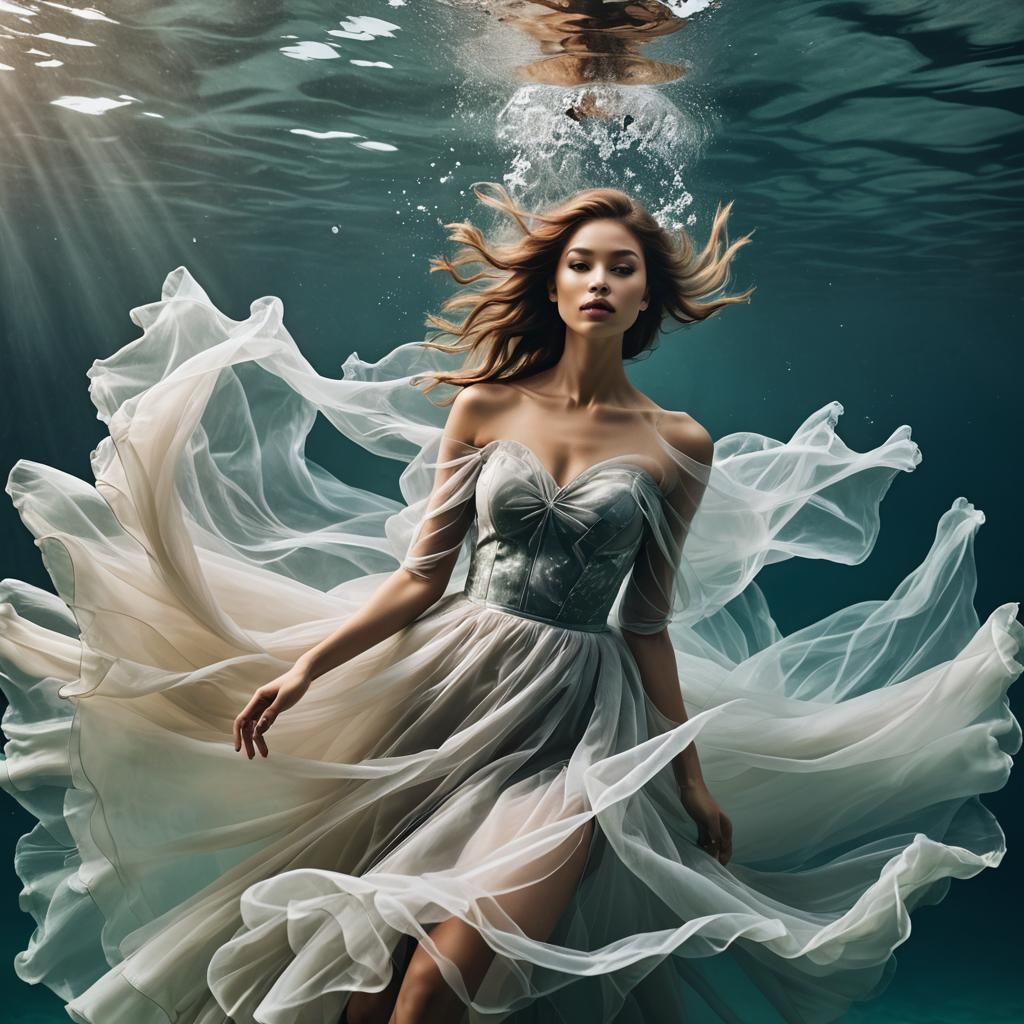 Tulle Underwater Fashion Shoot: Imagine a model moving grace...