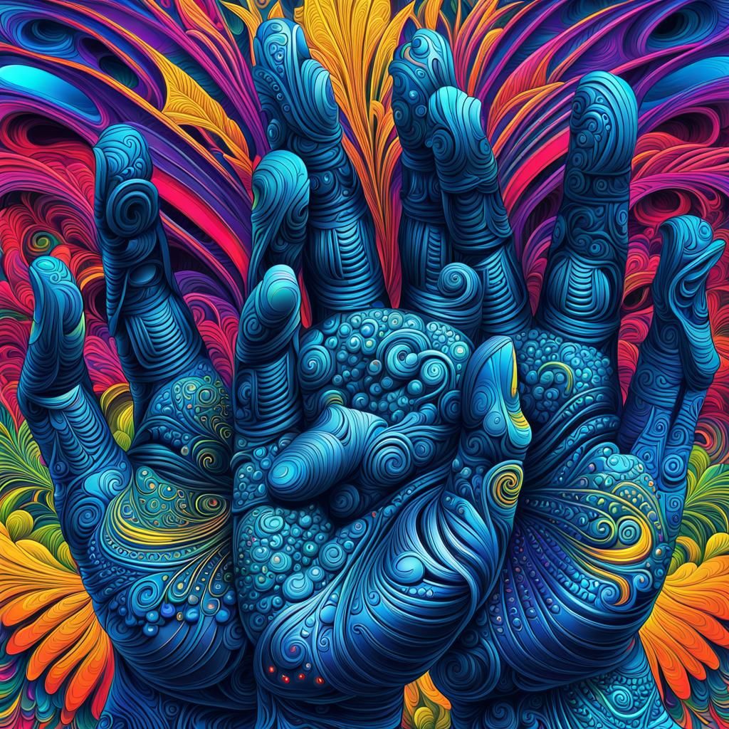 Praying Hands in Abstract Graffiti Art Style