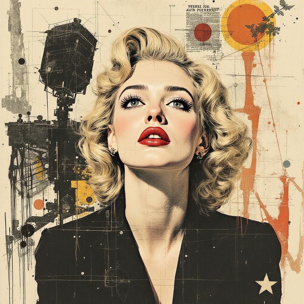 1950s Pin-Up in Gritty Newspaper Print Style