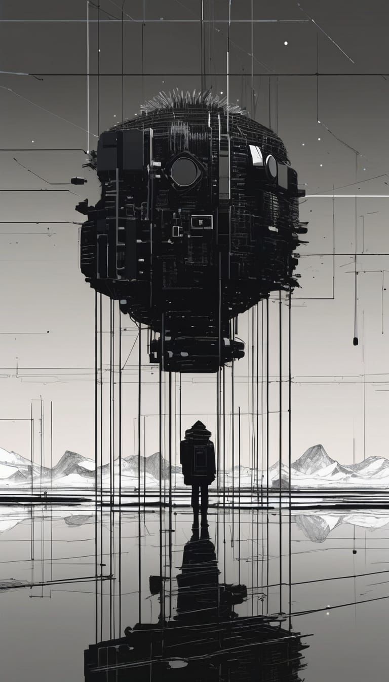 Biomechanical Onyx Headdress Portrait